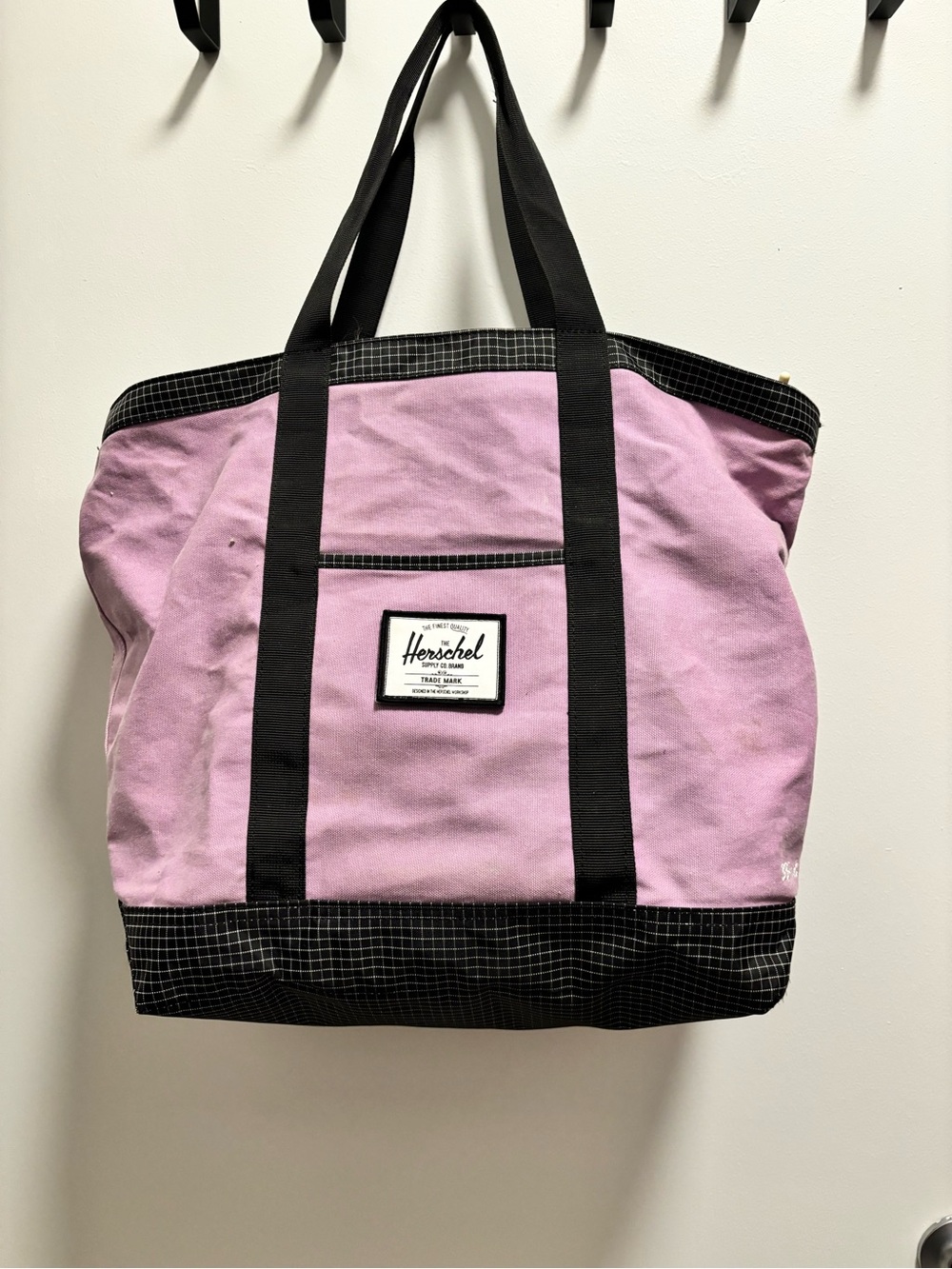 Herschel Supply Company Pink and Black Canvas Tote Bag